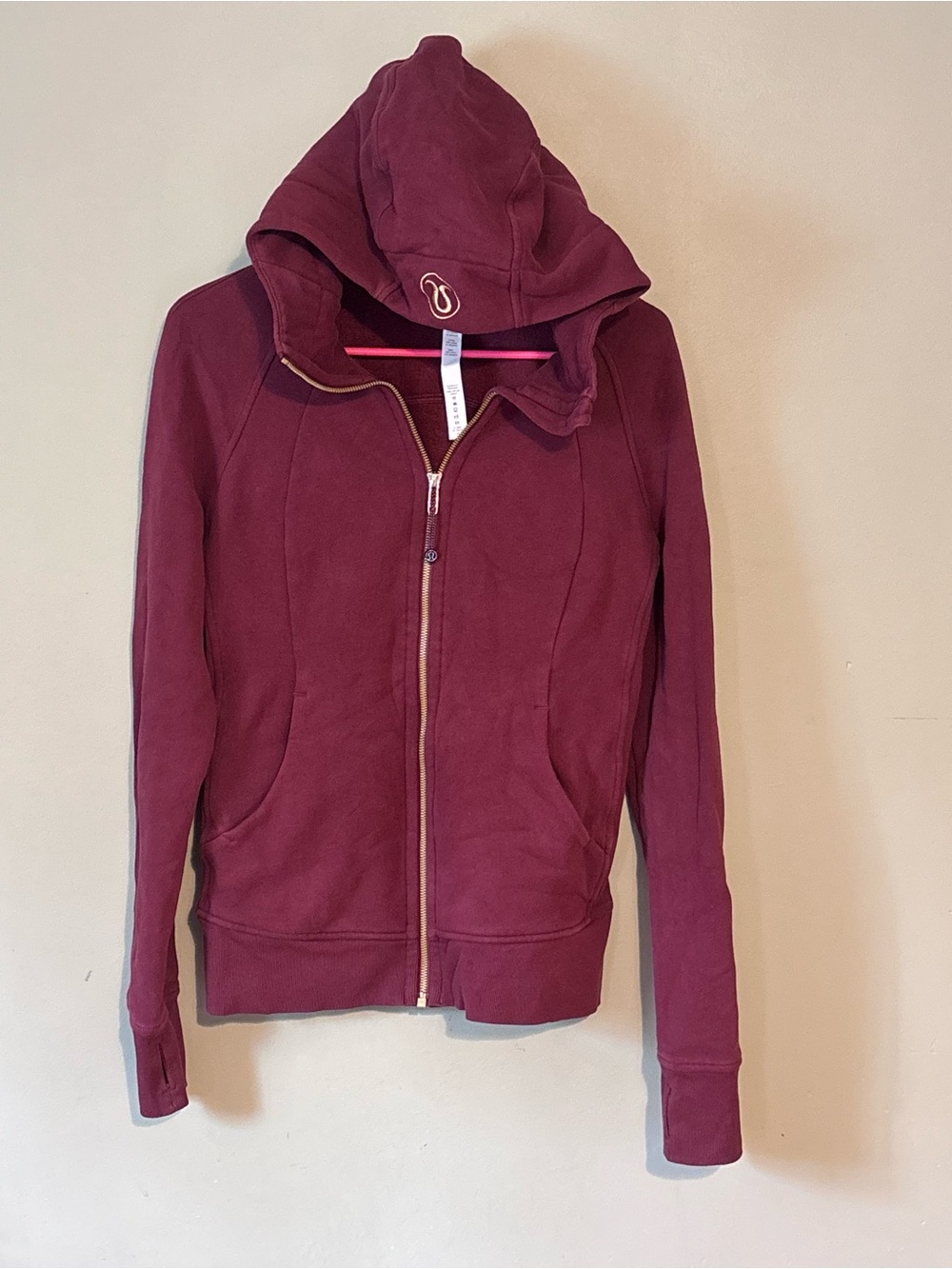 lululemon athletica Scuba Deep Burgundy/Gold Full-Zip Hoodie Size8